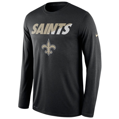 NFL Men's New Orleans Saints Nike Black Legend Staff Practice Long Sleeve Performance T-Shirt